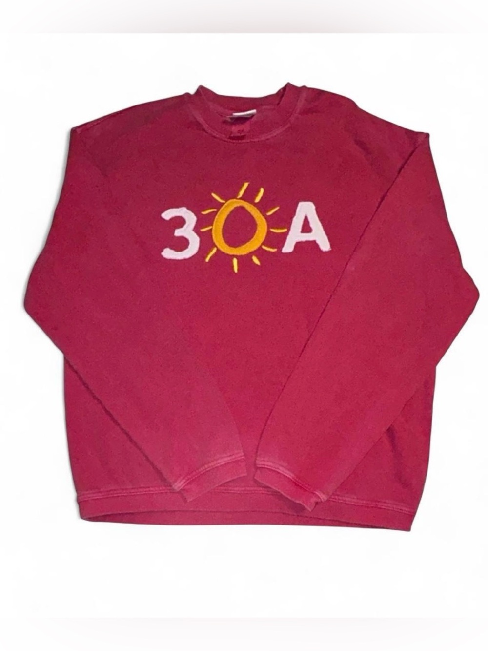Women’s Red 3OA Sun Graphic Crewneck Sweatshirt